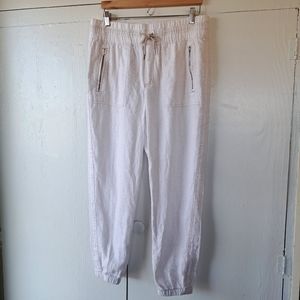 Athleta Cabo Tide Linen Joggers Micro Cheeta Print SZ 12